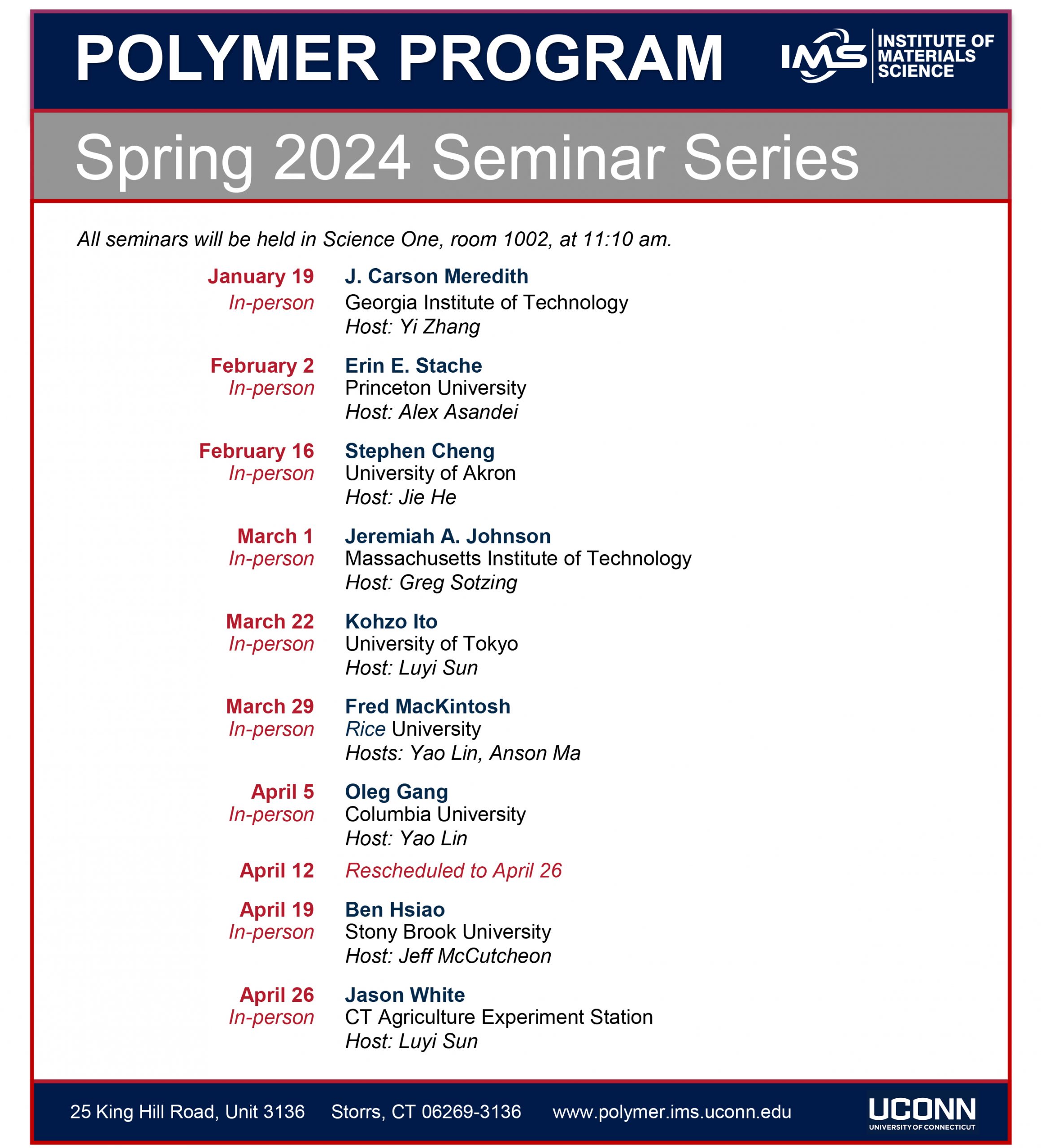 IMS Polymer Program Fall 2023 Seminar Series