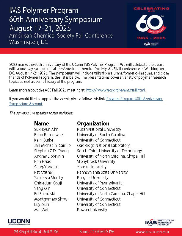 flyer for polymer program symposium to be held at the ACH fall conference in Washington, DC August 17-21, 2025